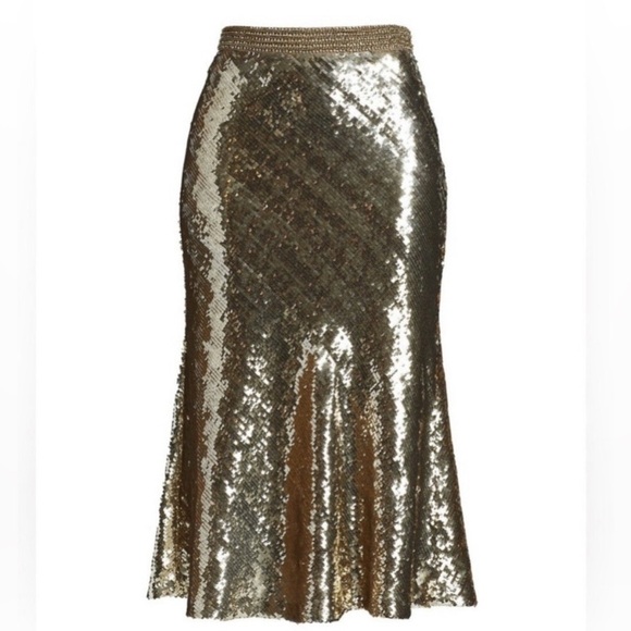Veronica Beard Lavie Gold Sequin Embellished Midi Skirt (Size 0) NWT Retail$698 - Picture 1 of 10